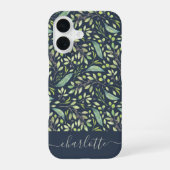 Coque iPhone 16 Motif botanique vert printemps personnalisé (Verso)