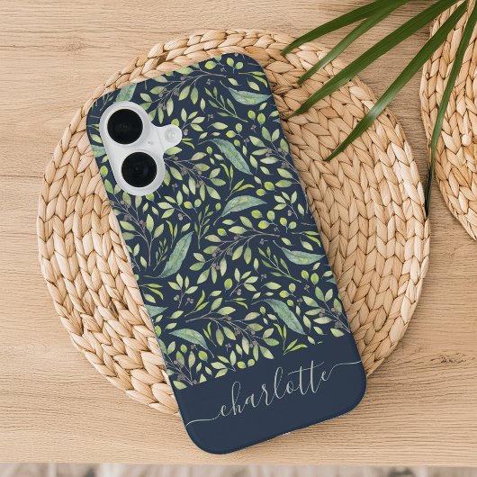 Coque iPhone 16 Motif botanique vert printemps personnalisé