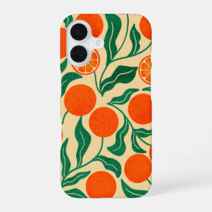 Coque iPhone 16 Motif botanique vibrant orange et citrus 