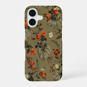 Coque iPhone 16 Motif botanique vintage de rose orange à fleurs so