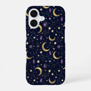 Coque iPhone 16 Motif céleste nocturne Whimsigoth – Lunes, Étoiles