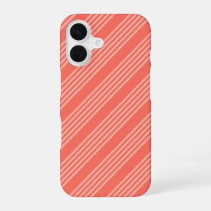 Coque iPhone 16 Motif cinq rayures corail vivant