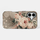 Coque iPhone 16 Motif Coquette Fleurs Tons Assourdis (Verso Horizontal)