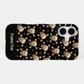 Coque iPhone 16 Motif crâne avec coeur (Verso Horizontal)