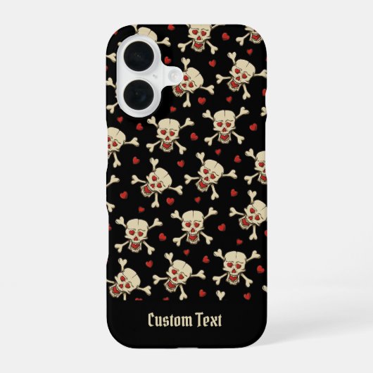 Coque iPhone 16 Motif crâne avec coeur (Verso)
