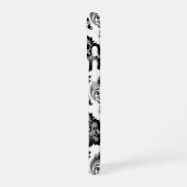 Coque iPhone 16 Motif Damassé Rococo Gris Noir Blanc (Côté gauche)