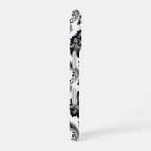 Coque iPhone 16 Motif Damassé Rococo Gris Noir Blanc (Côté droit)