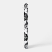 Coque iPhone 16 Motif Damassé Rococo Gris Noir Blanc (Côté gauche)