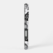 Coque iPhone 16 Motif Damassé Rococo Gris Noir Blanc (Côté droit)