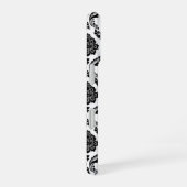 Coque iPhone 16 Motif Damassé Rococo Noir sur Blanc (Côté droit)