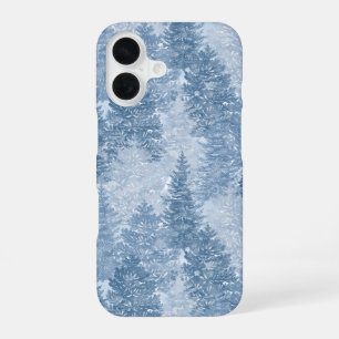 Coque iPhone 16 Motif d'arbre à pin bleu
