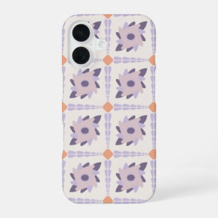 Coque iPhone 16 Motif de carreau décoratif pastel violet