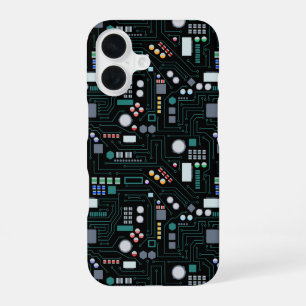 Coque iPhone 16 Motif de carte de circuit imprimé d'ordinateur pou