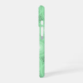 Coque iPhone 16 Motif de cercles vert printemps monogramme (Côté gauche)