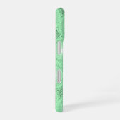 Coque iPhone 16 Motif de cercles vert printemps monogramme (Côté droit)