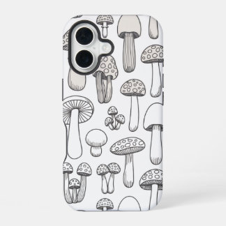 Coque iPhone 16 Motif de champignons Whimsical