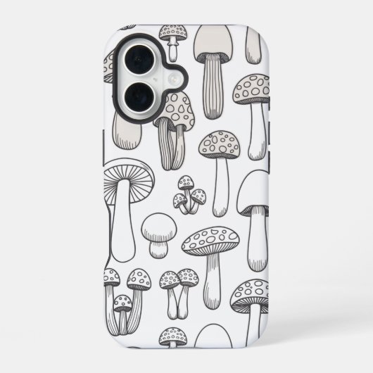Coque iPhone 16 Motif de champignons Whimsical (Verso)