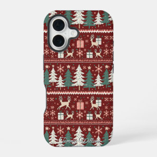 Coque iPhone 16 motif de chandail mignon et moche de noël