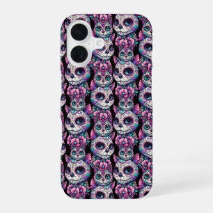 Coque iPhone 16 Motif de chat crâne sucre
