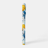 Coque iPhone 16 Motif de citron de style méditerranéen bleu monogr (Côté droit)