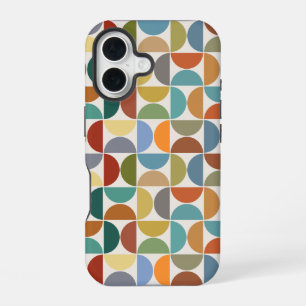 Coque iPhone 16 Motif de demi-cercles MCM couleur sur crème