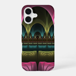 Coque iPhone 16 Motif de fantaisie spécial abstrait fractal coloré