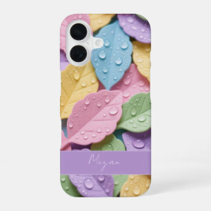 Coque iPhone 16 Motif de feuille coloré pastel