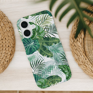 Coque iPhone 16 Motif de feuilles de palmier botanique tropical