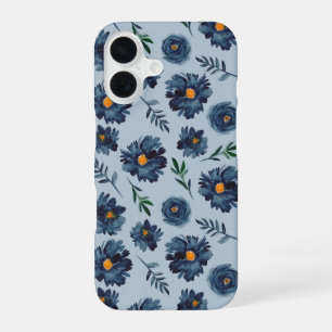 Coque iPhone 16 Motif de fleur à l'aquarelle - Bleu Classique - In