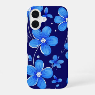 Coque iPhone 16 motif de fleur bleue