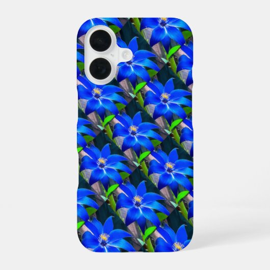 Coque iPhone 16 Motif de fleurs bleu profond (Verso)