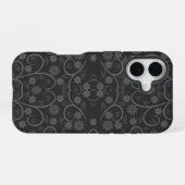 Coque iPhone 16 Motif de fleurs grises mignonnes (Verso Horizontal)