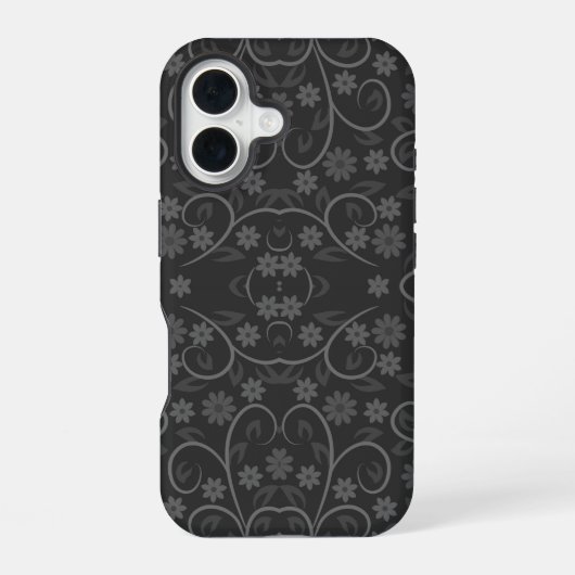 Coque iPhone 16 Motif de fleurs grises mignonnes (Verso)