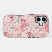 Coque iPhone 16 Motif de fleurs Sakura rose (Verso Horizontal)