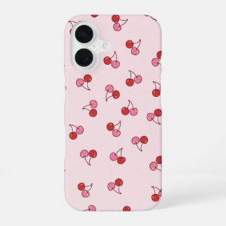 Coque iPhone 16 Motif de fruit de cerise rose mignon