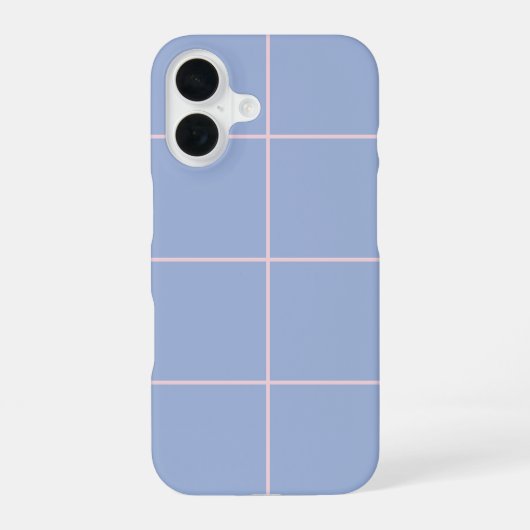 Coque iPhone 16 Motif de grille bleu clair et rose (Verso)
