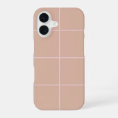 Coque iPhone 16 Motif de grille en beige chaud et vérification min (Verso)