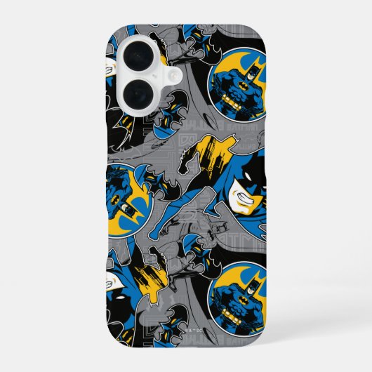 Coque iPhone 16 Motif de lancer à fond Batman (Verso)