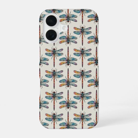 Coque iPhone 16 Motif de libellule coloré (Verso)