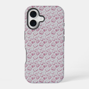 Coque iPhone 16 Motif de livres en rouge foncé