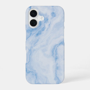 Coque iPhone 16 Motif de marbre en pierre bleue élégant