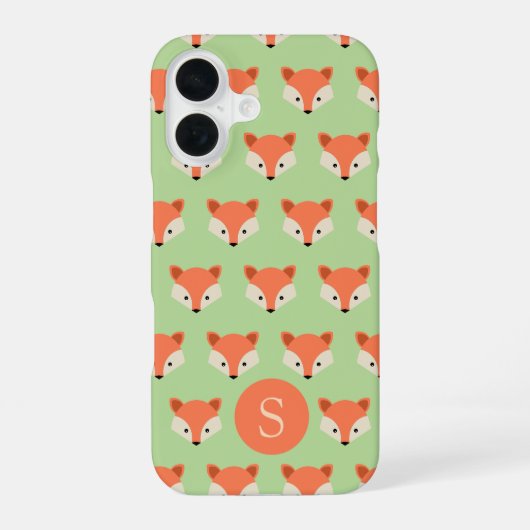 Coque iPhone 16 Motif de Mare Fox sur Green Monogram (Verso)