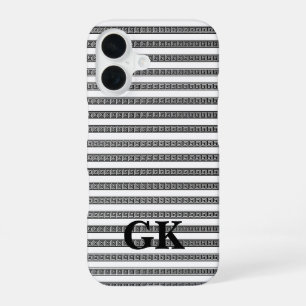 Coque iPhone 16 Motif de méandre à clé grecque personnalisé