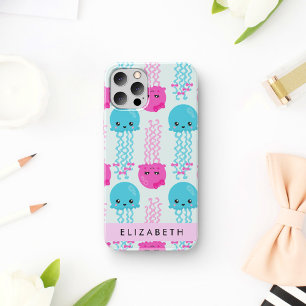 Coque iPhone 16 Motif de méduses, Mignonne méduse, Mer, Votre nom