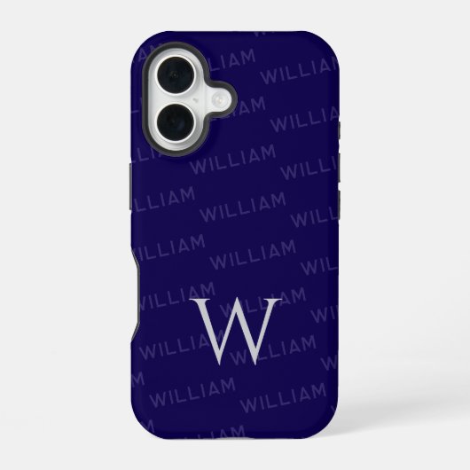 Coque iPhone 16 Motif de monogramme typographie simple (Verso)