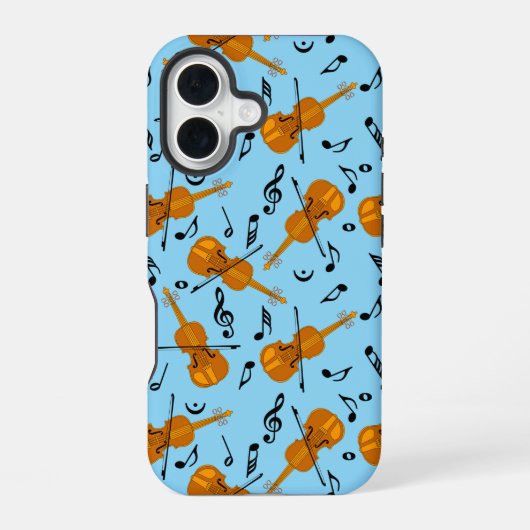 Coque iPhone 16 Motif de notes de musique violon (Verso)