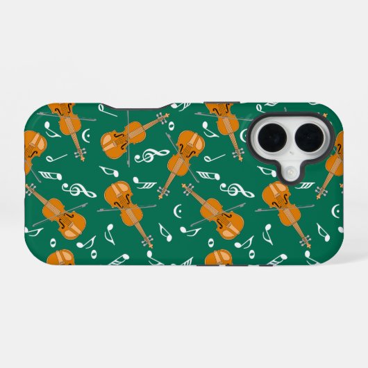 Coque iPhone 16 Motif de notes de musique violon (Verso Horizontal)