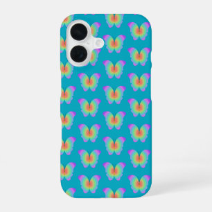 Coque iPhone 16 Motif de papillons de couleur arc-en-ciel