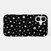 Coque iPhone 16 Motif de perle sur fond noir (Verso Horizontal)