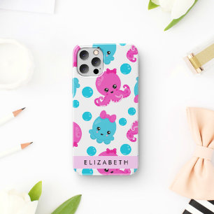 Coque iPhone 16 Motif de pieuvre, Pieuvre mignonne, Mer, Votre Nom